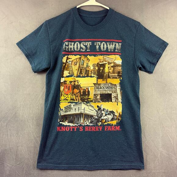 Knotts Berry Farm Shirt Adult X Small Blue Ghost Town Western Cottage Frontier - Picture 1 of 3